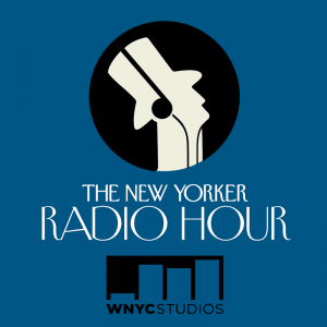 The New Yorker Radio hour logo on a blue background over WNYC Studios